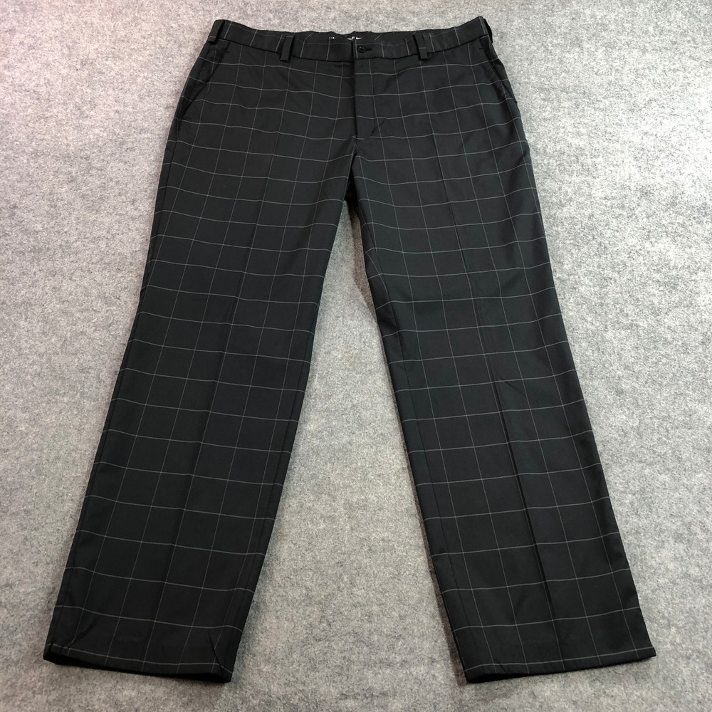 Nike Golf Mens Pants 38x30 Black Plaid Dri-FIT Tour Performance Hemmed